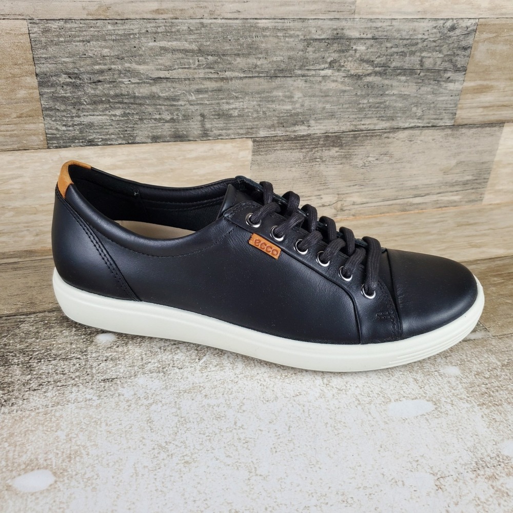 Ecco Soft 7 Womens Shoe Sz 9 - 9.5 Comfort Black Leather Lace Up Low Top Sneaker